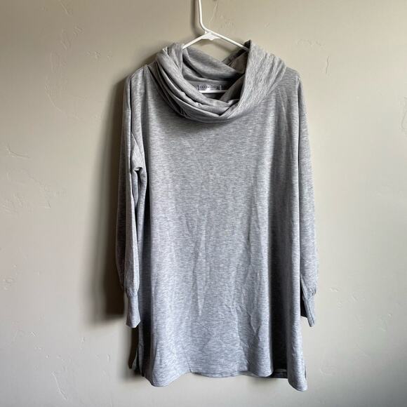 Retrology Womens Gray Cowl Neck Sweater- Size L Long Sleeve Relaxed Fit Pullover - Picture 8 of 9